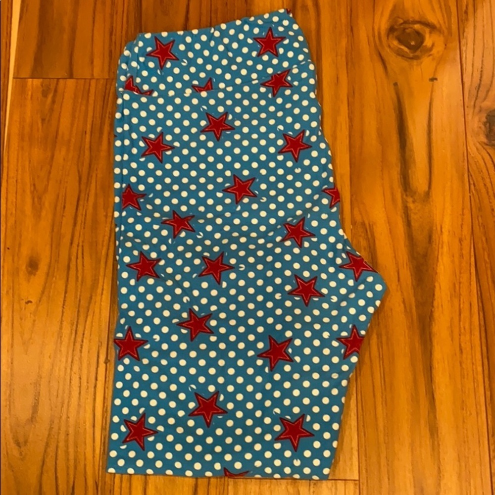LuLaRoe - Blue Red Star & Polka Dot Leggings - TC